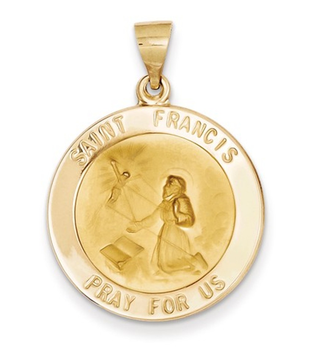 14k Polished And Satin St. Francis Medal Pendant