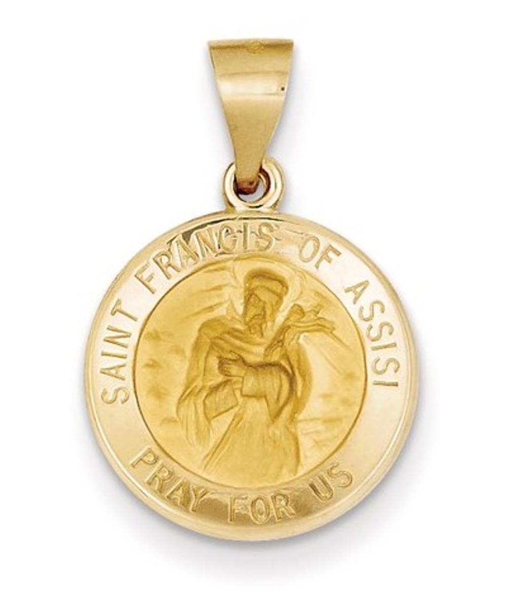 14k Yellow Gold St. Francis Of Assisi Medal Pendant (17X16MM)