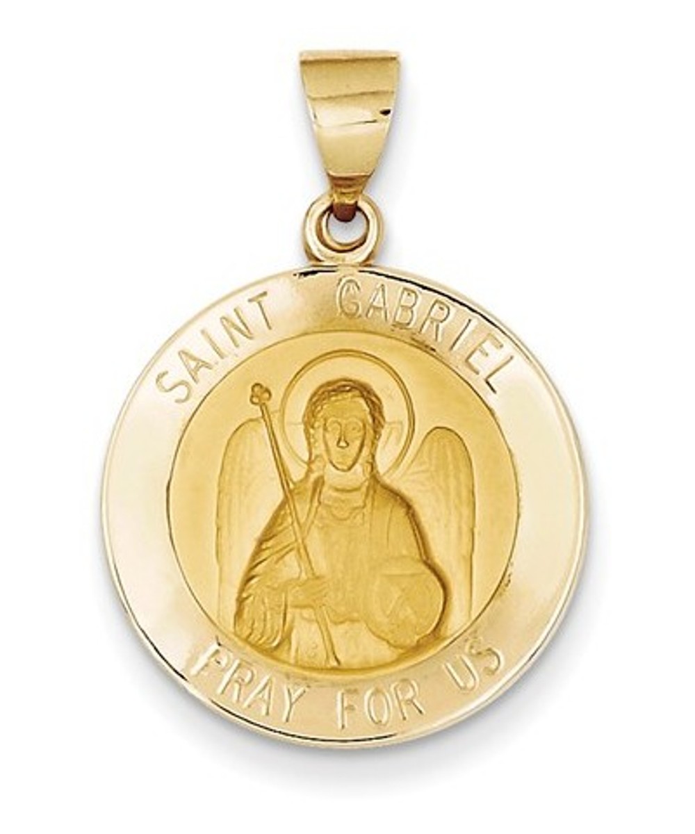 14k Yellow Gold St. Gabriel Medal Pendant (21X19MM)