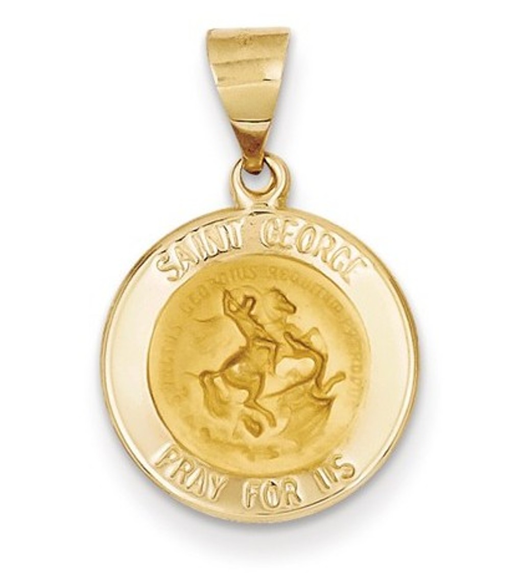14k Polished And Satin St. George Medal Pendant
