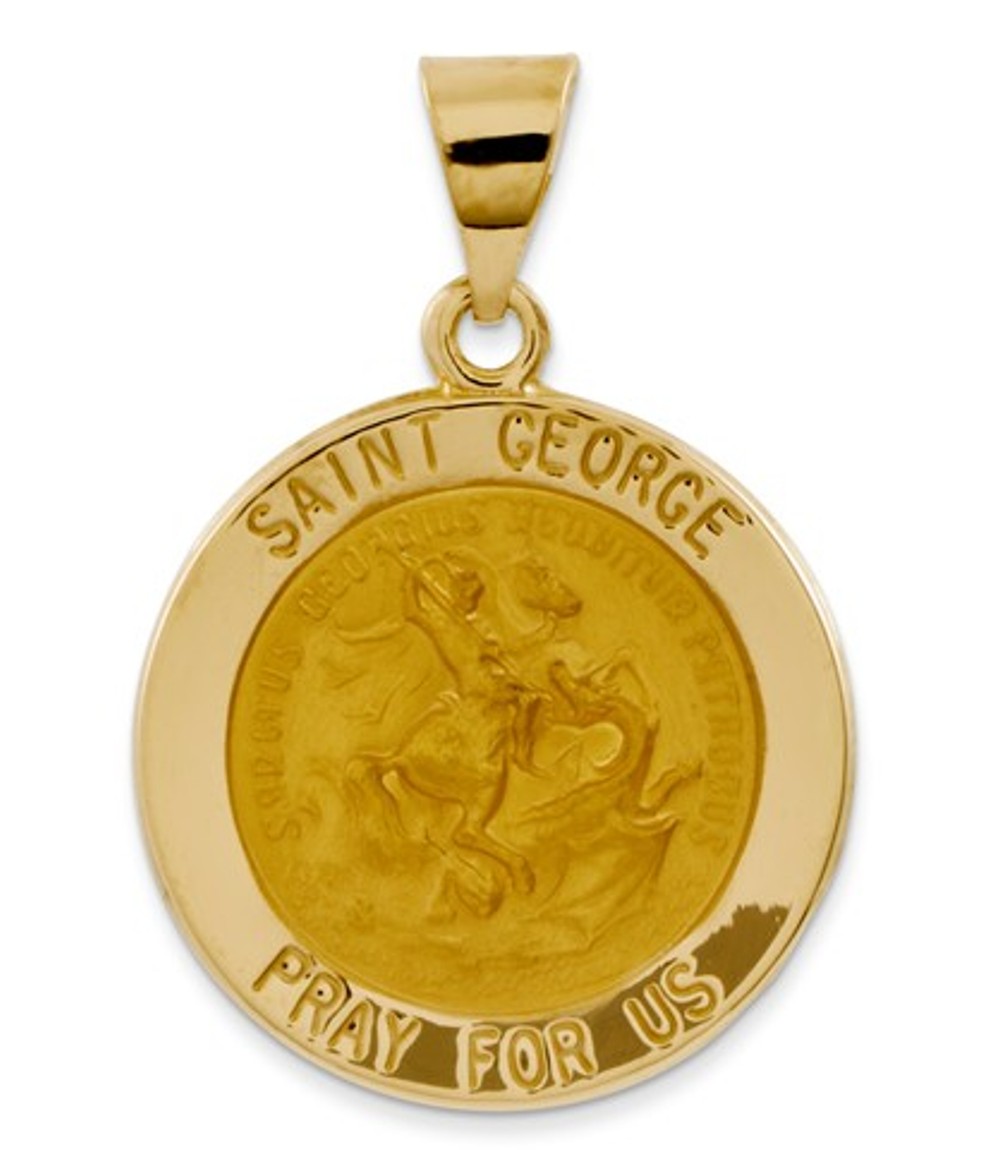 14k Polished and Satin St. George Medal Pendant