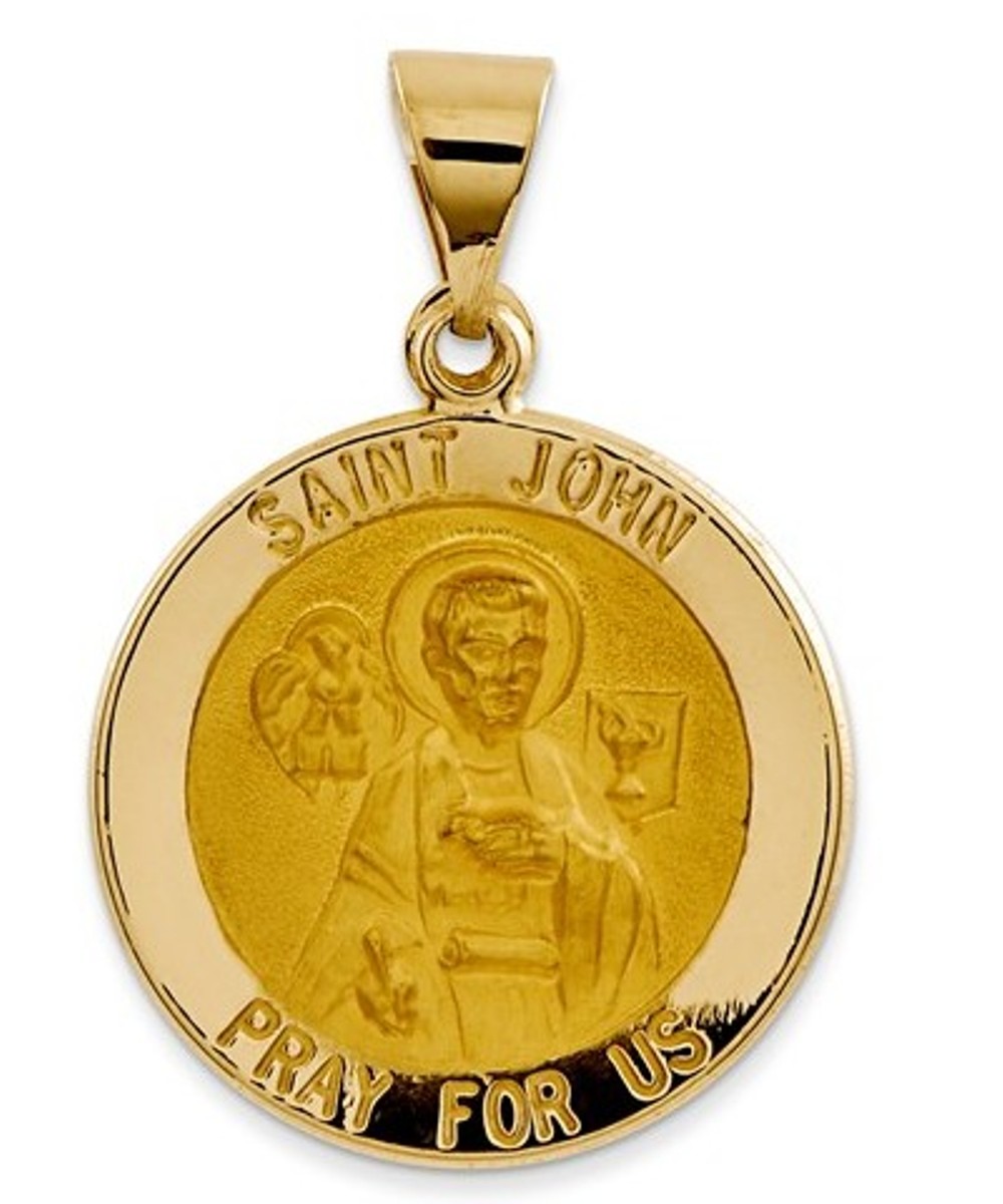 14k Yellow Gold St. John Medal Pendant (21X19MM)