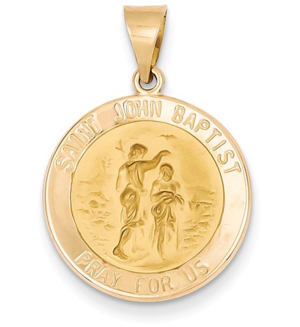 14k Polished and Satin St. John Baptist Medal Pendant