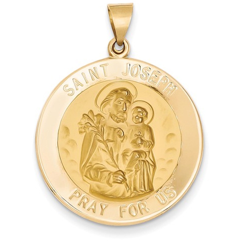 14k Polished and Satin St. Joseph Medal Pendant