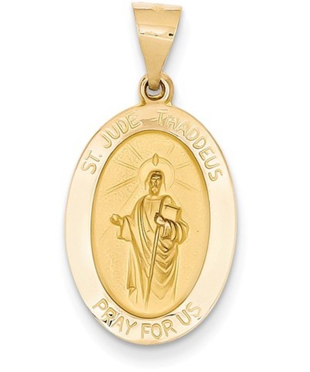 14k Yellow Gold St. Jude Thaddeus Medal Pendant (22X14MM)