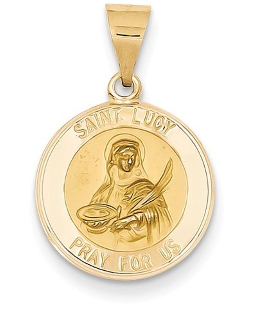 14k Yellow Gold St. Lucy Medal Pendant (17X15MM)
