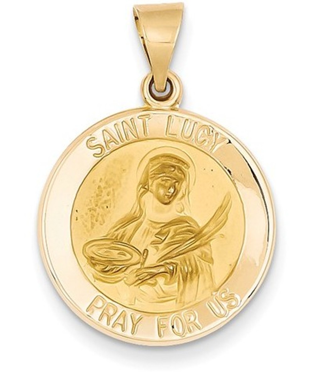 14k Yellow Gold St. Lucy Medal Pendant (21X19MM)
