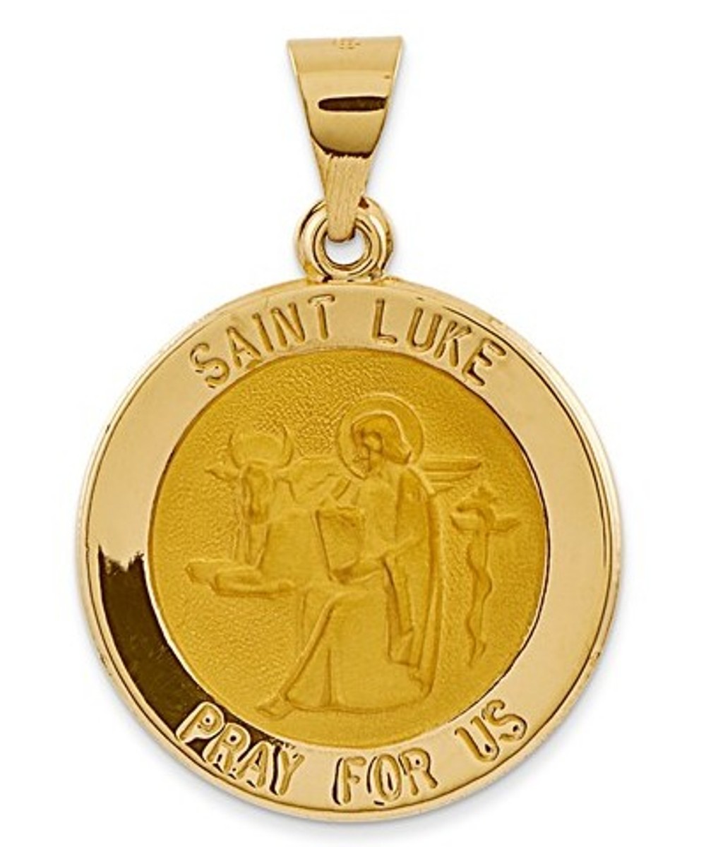 14k Yellow Gold St. Luke Medal Pendant (21x19MM)