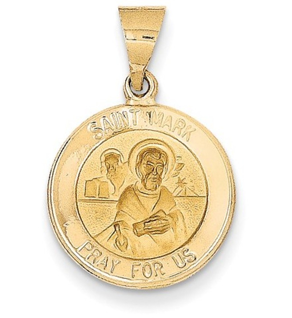 14k Polished and Satin St. Mark Medal Pendant