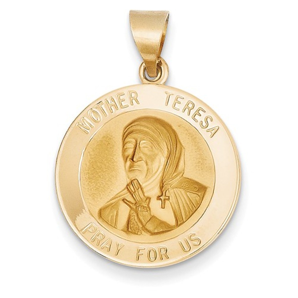 14k Polished And Satin Mother Teresa Medal Pendant