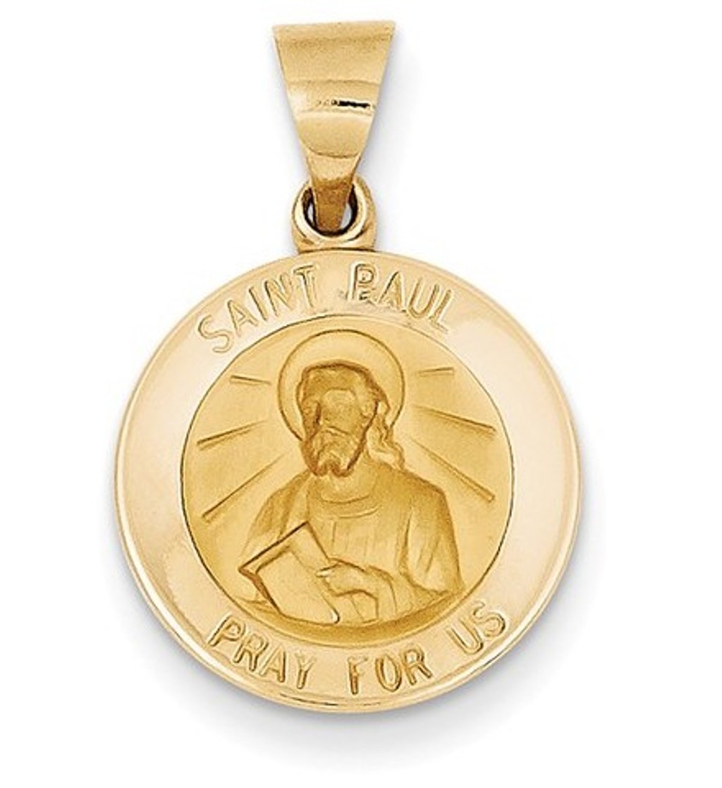 14k Polished and Satin St. Paul Medal Pendant