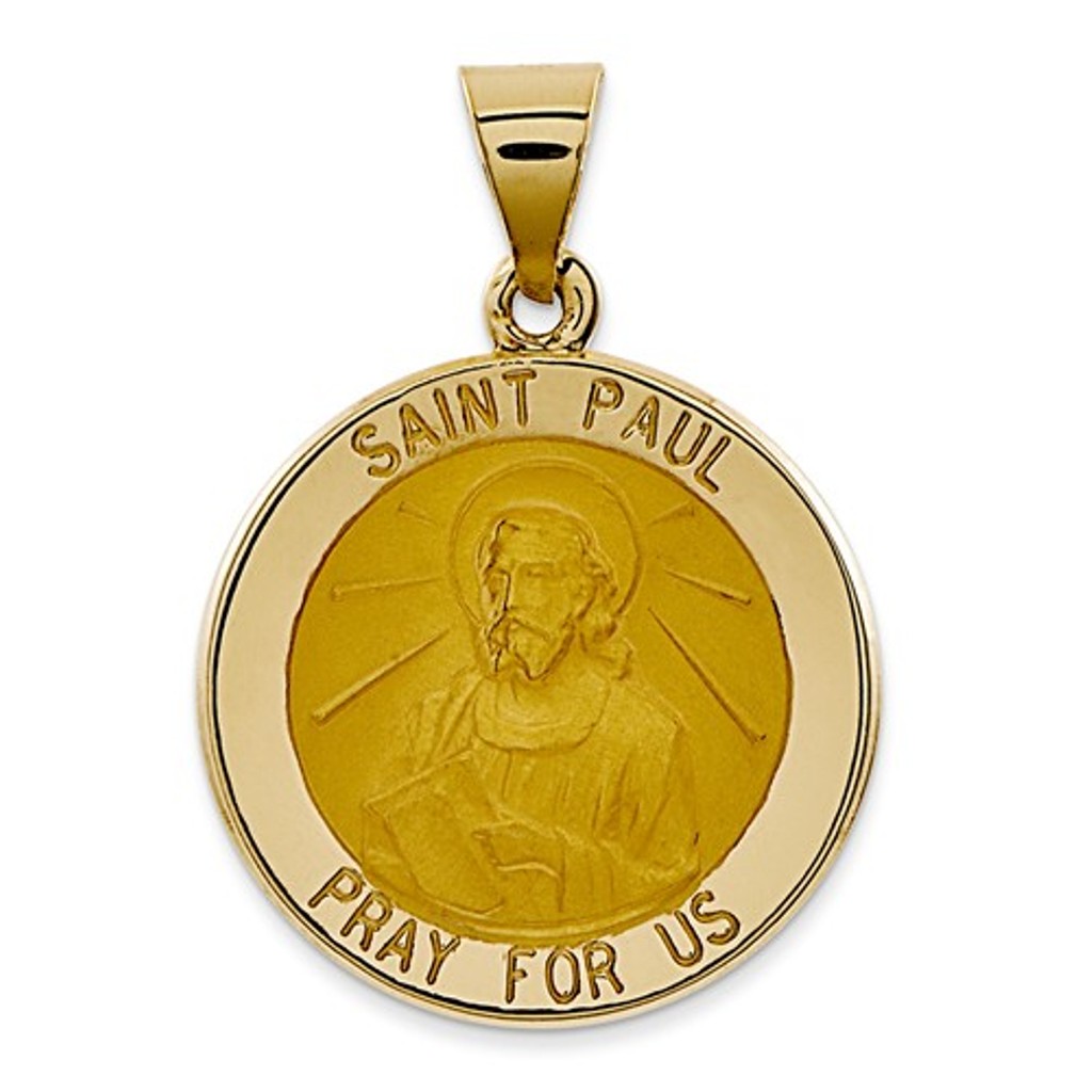 14k Polished and Satin St. Paul Medal Pendant