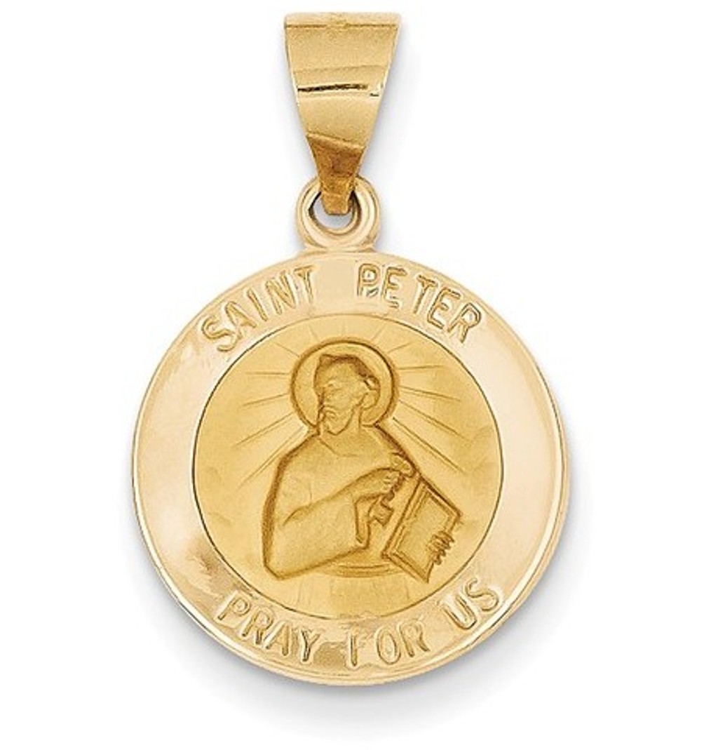 14k Polished And Satin St. Peter Medal Pendant