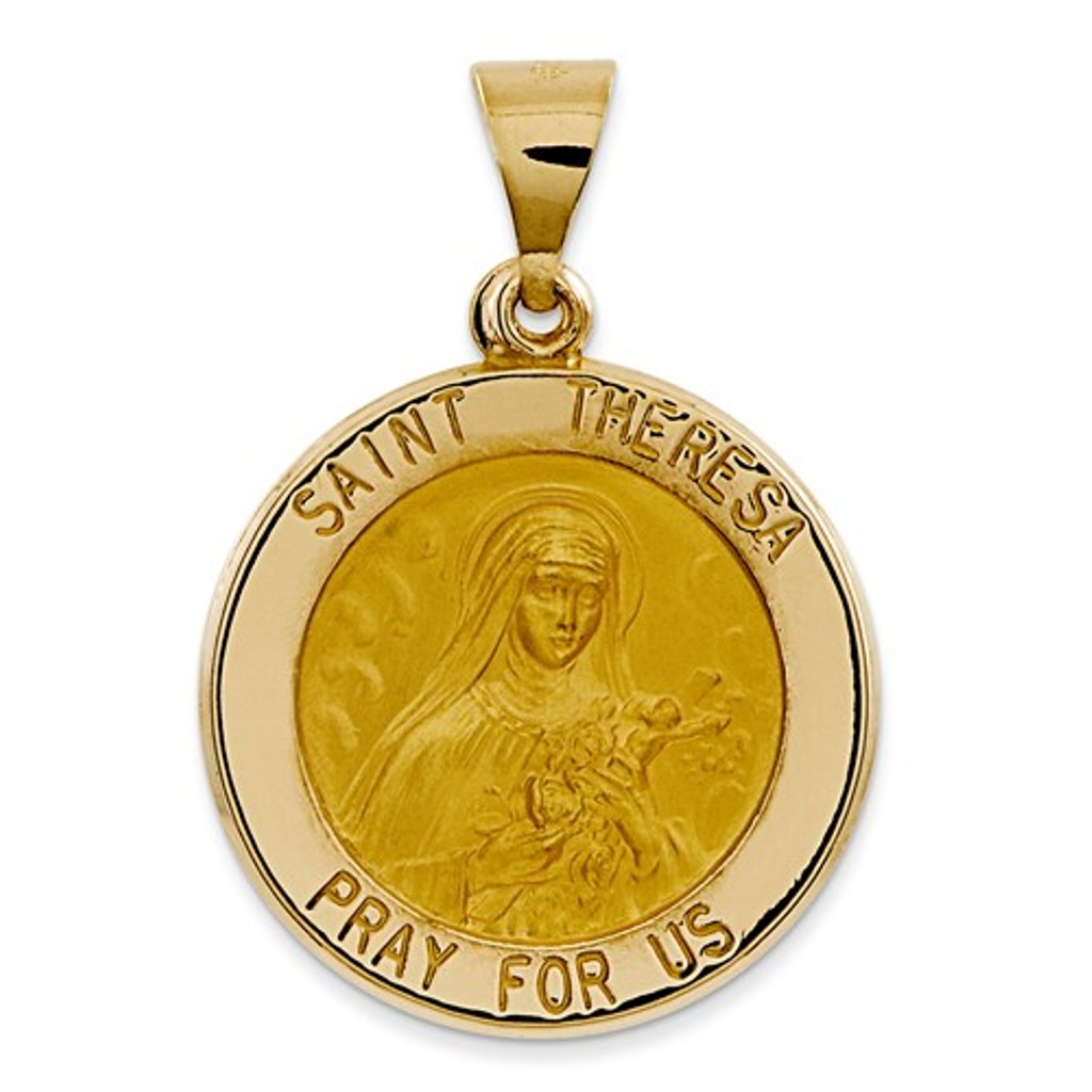 14k Polished and Satin St. Theresa Medal Pendant