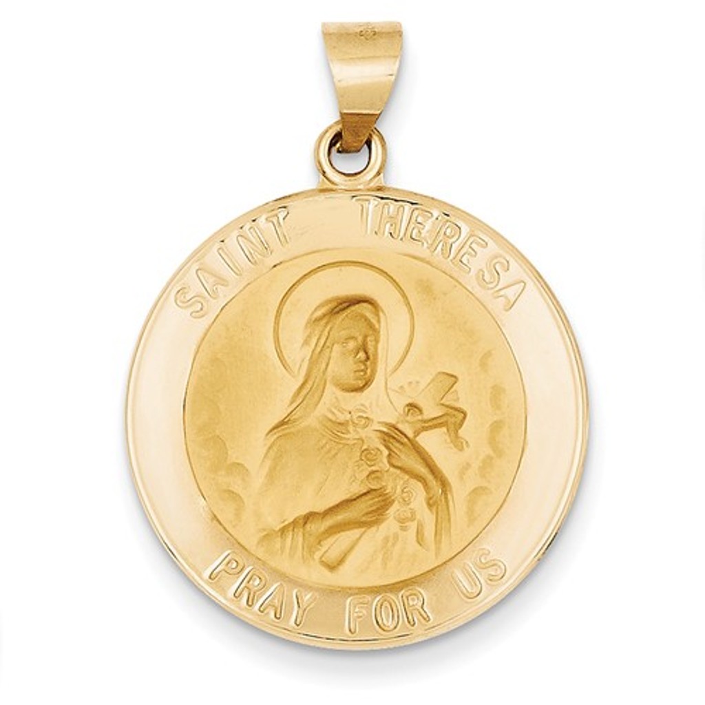 14k Polished and Satin St. Theresa Medal Pendant