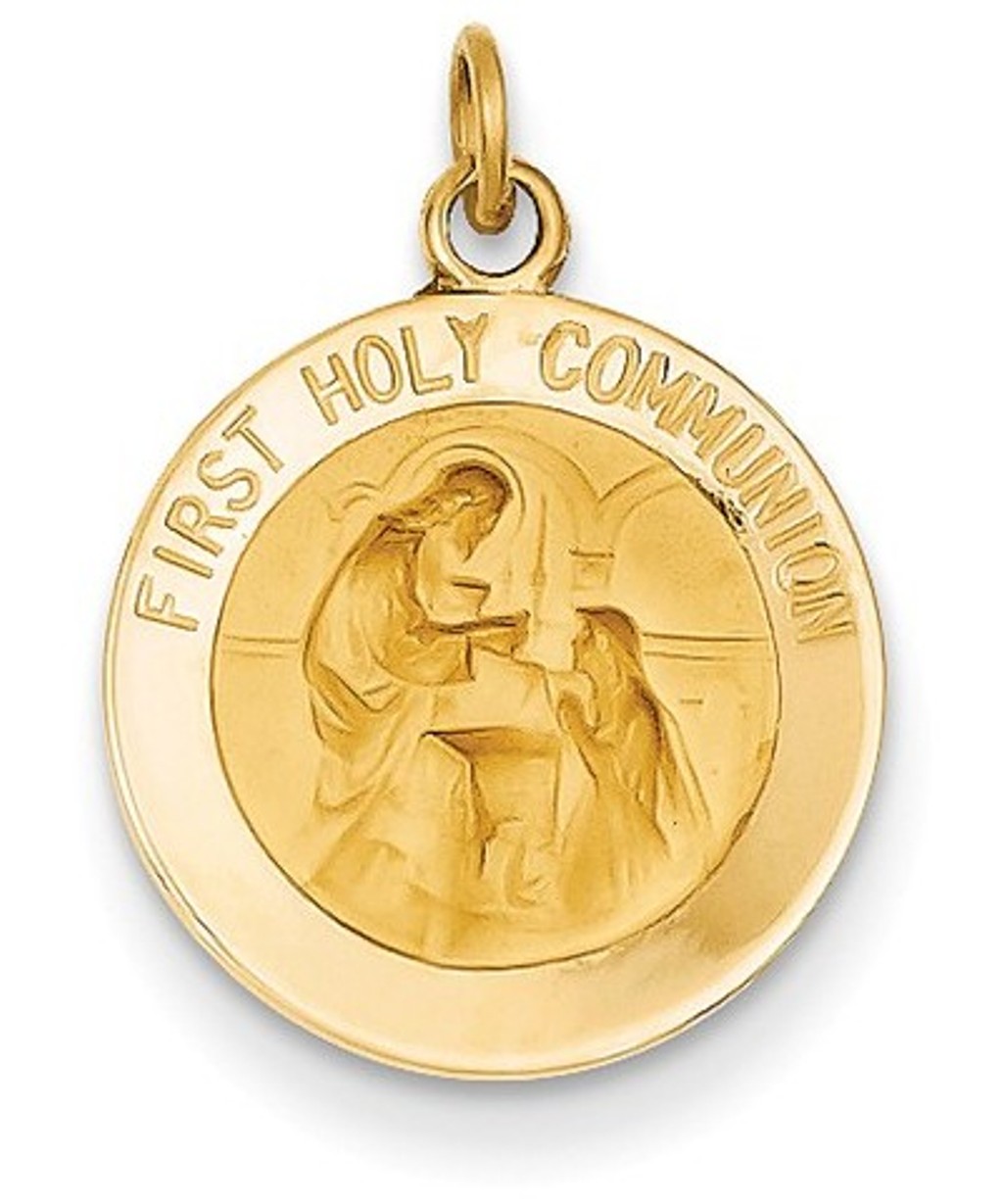 14k Yellow Gold First Holy Communion Medal Pendant (16X15MM)