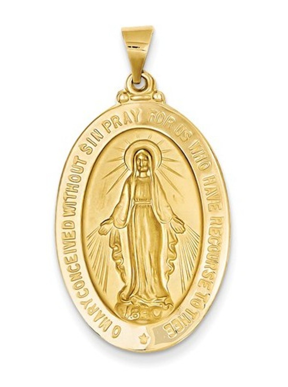 14k Yellow Gold Miraculous Medal Pendant (33X20MM)