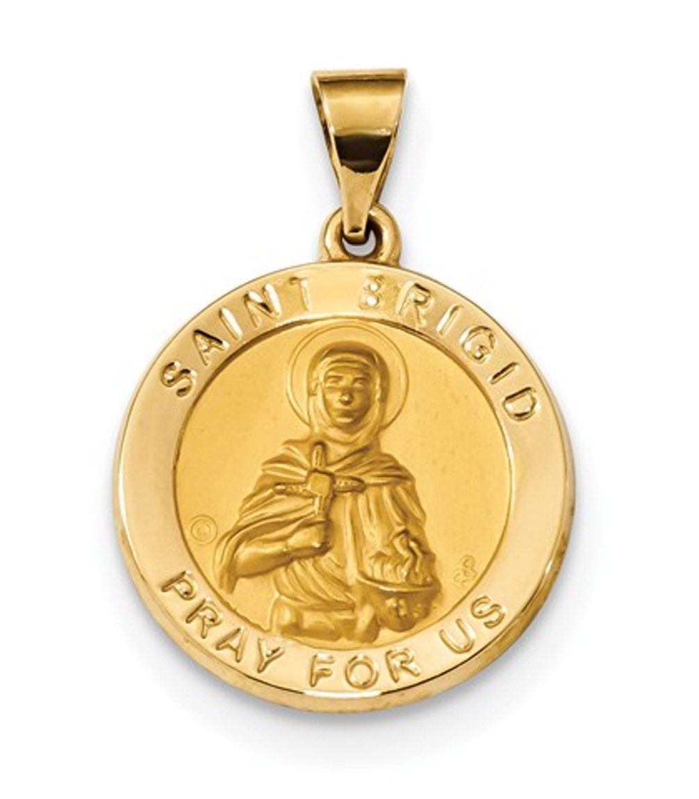 14k Polished and Satin St. Brigid Medal Pendant