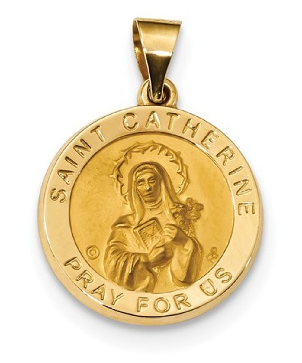 14k Yellow Gold St. Catherine Medal Pendant (19X19MM)