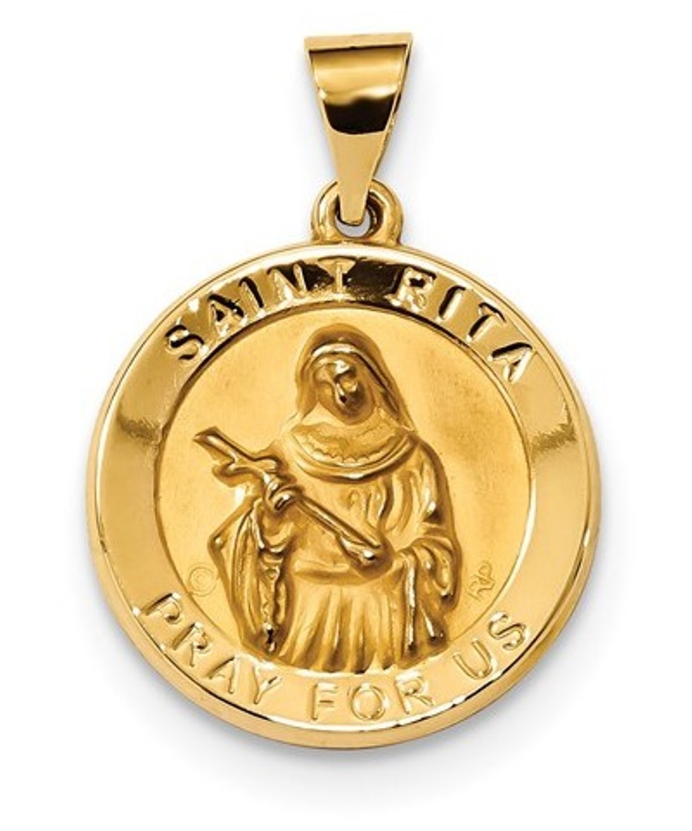 14k Yellow Gold St. Rita Medal Pendant (21.2X18.7MM)