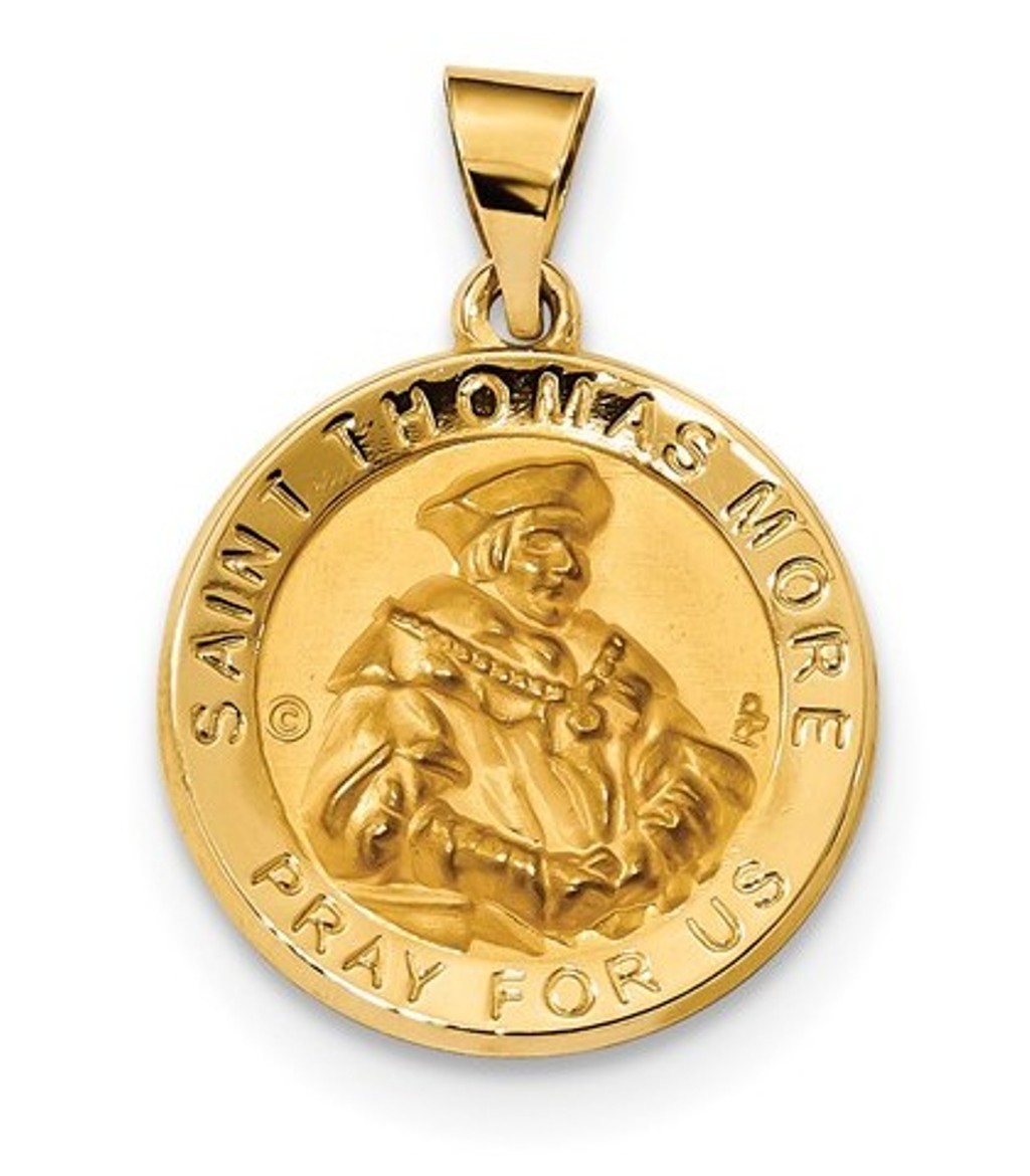 14k Polished and Satin St. Thomas More Medal Pendant