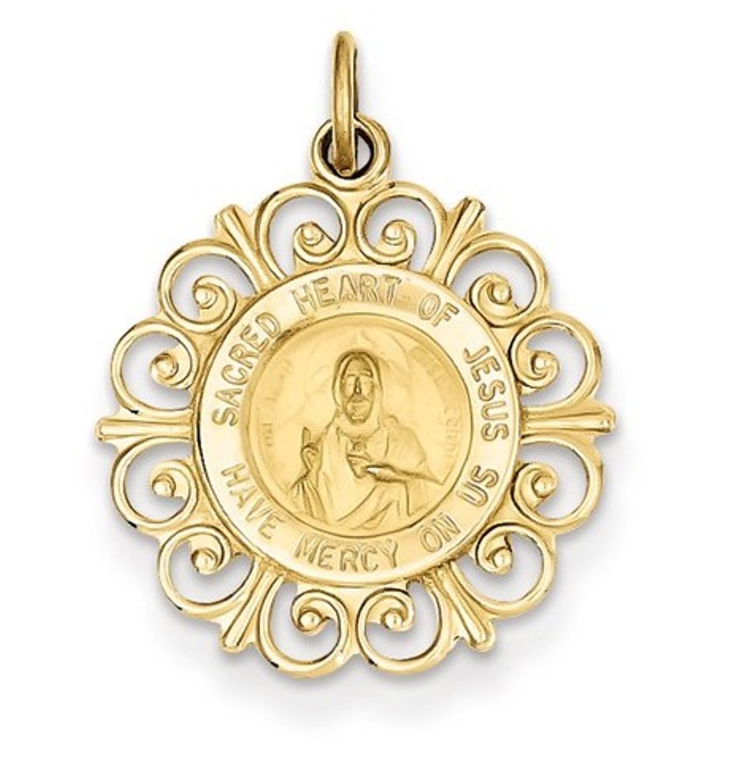 14k Sacred Heart Of Jesus Medal Charm