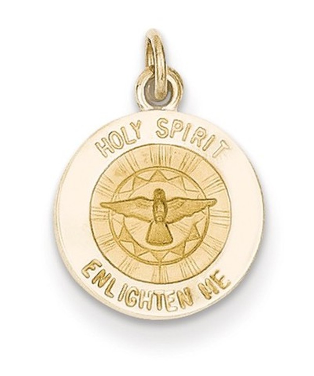 14k Yellow Gold Holy Spirit Dove Medal Charm (17X12MM)