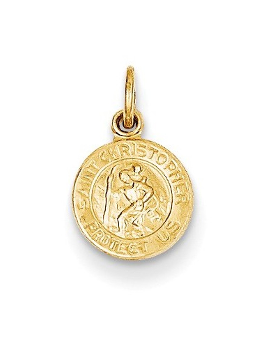 14k Yellow Gold St. Christopher Medal Charm Pendant (14X8 MM)