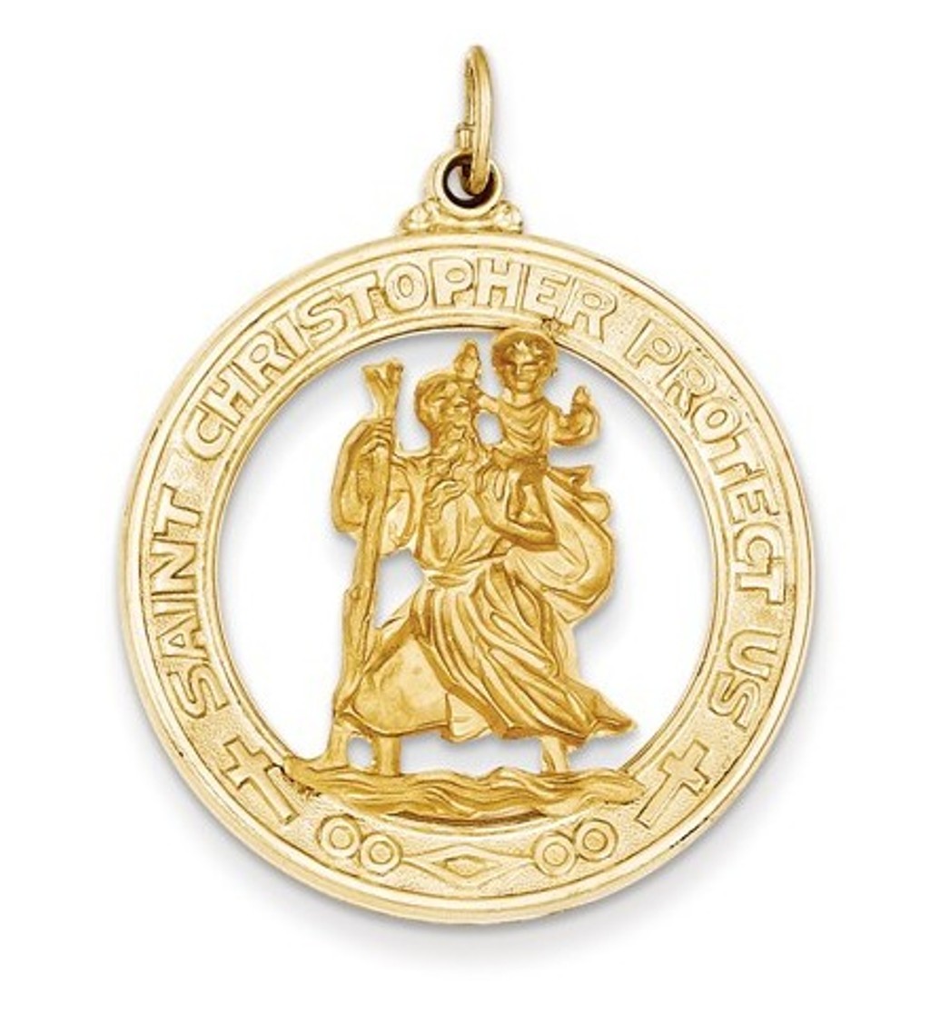 14k Yellow Gold Saint Christopher Medal Pendant