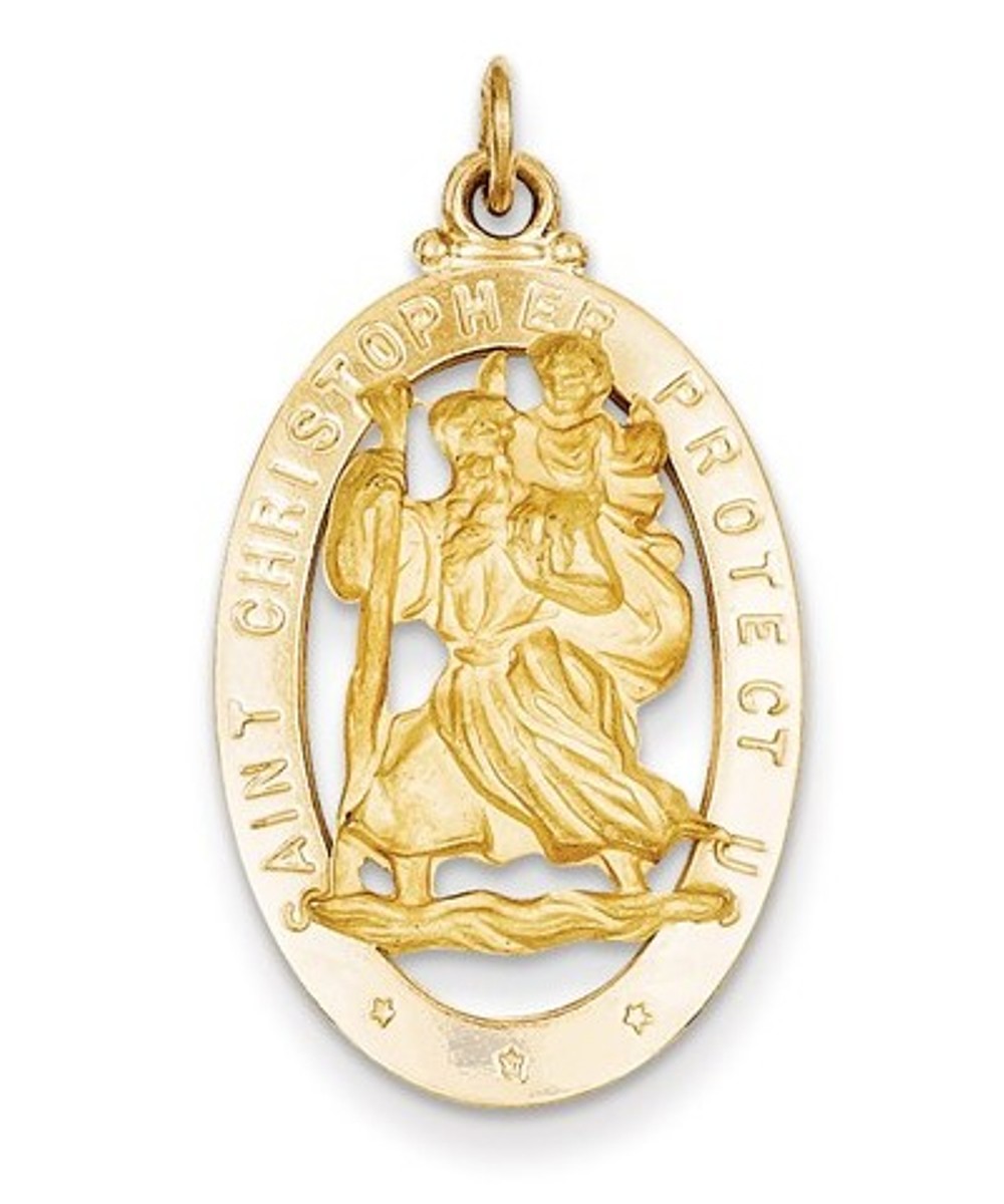 14k Yellow Gold Saint Christopher Medal Pendant (33X17MM)