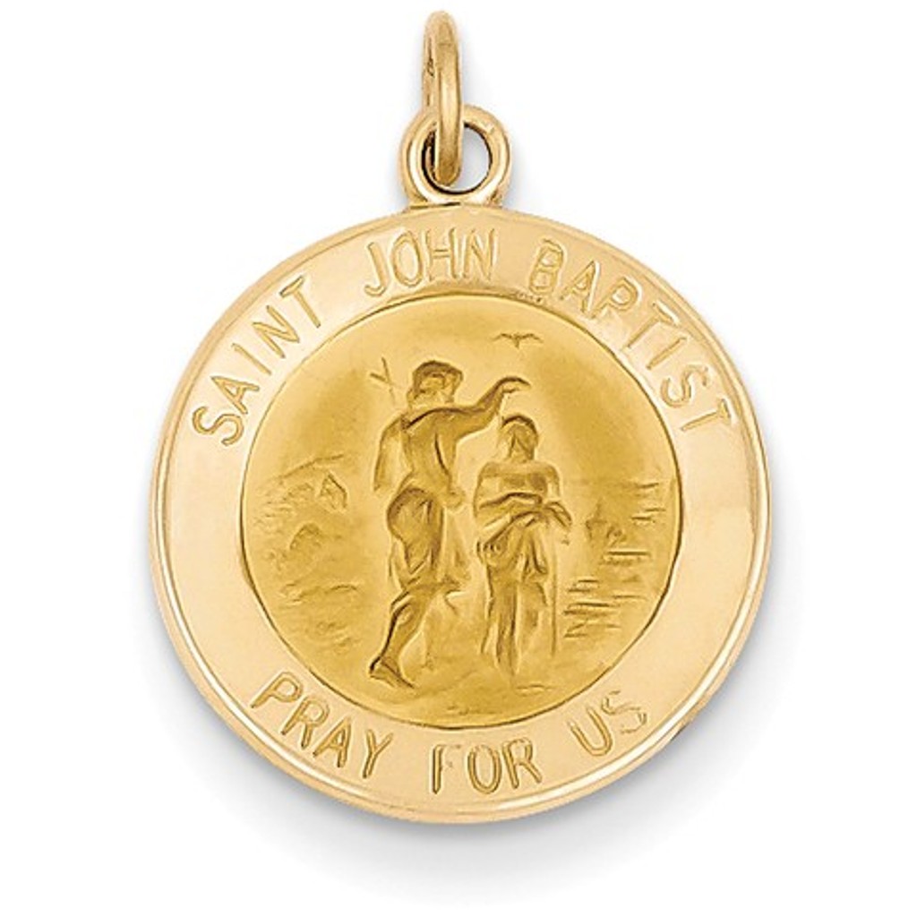 14k Yellow Gold St. John Baptist Medal Charm (23X15MM) 