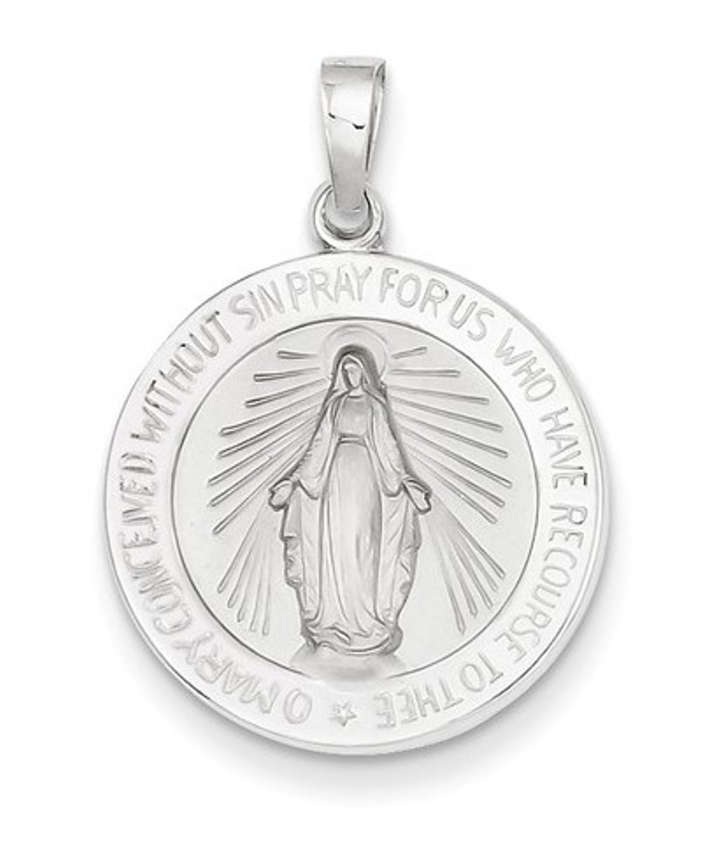 Rhodium-Plated 14k White Gold Miraculous Medal (28X19MM)
 img title=XR520