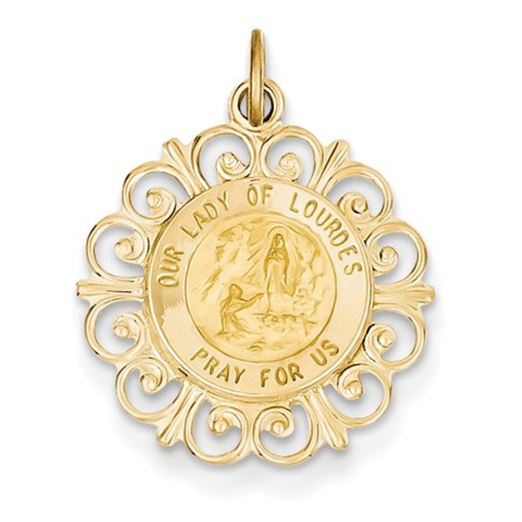 14k Our Lady Of Lourdes Medal Pendant