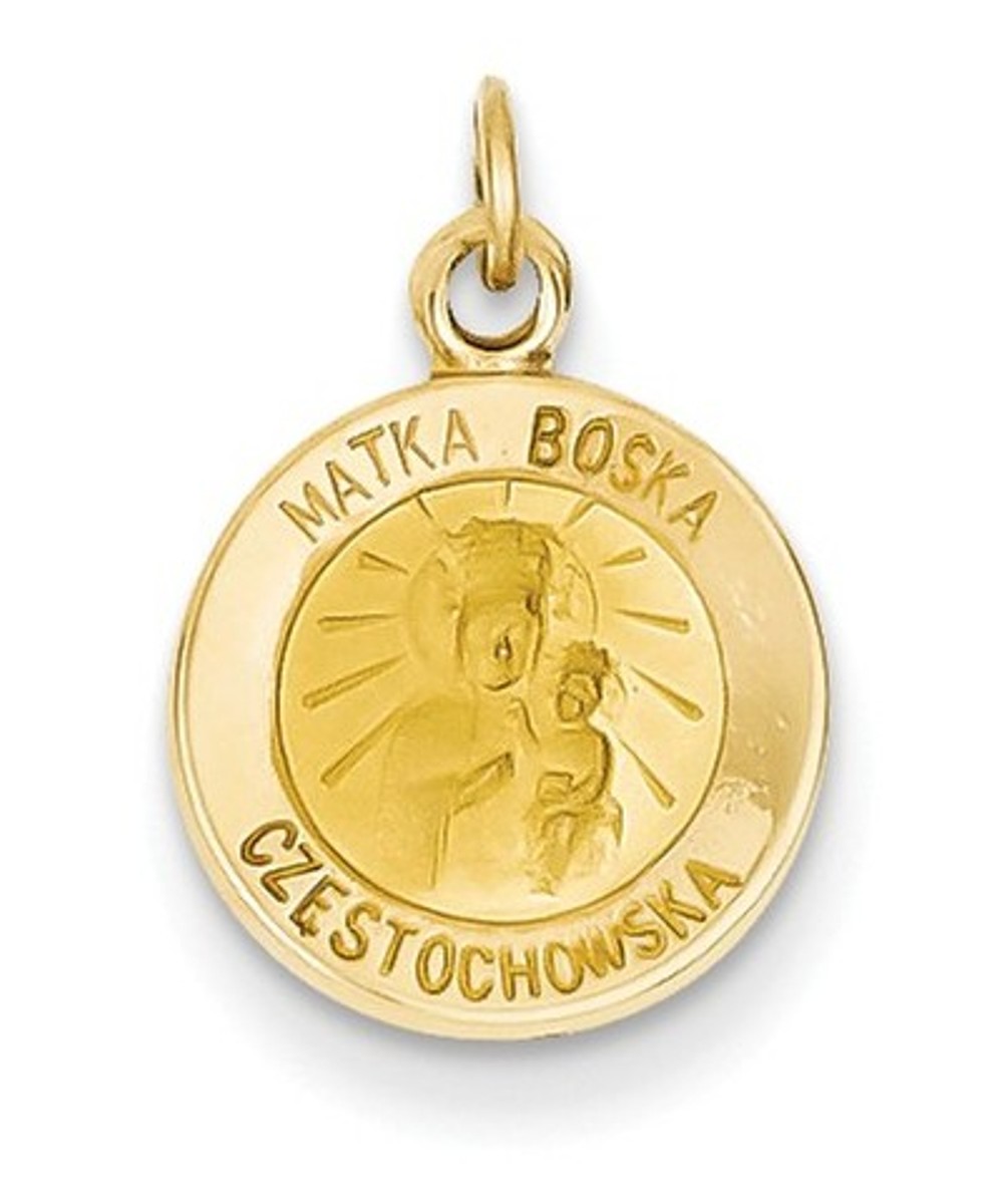 14k Yellow Gold Matka Boska Medal Charm (17X12MM)