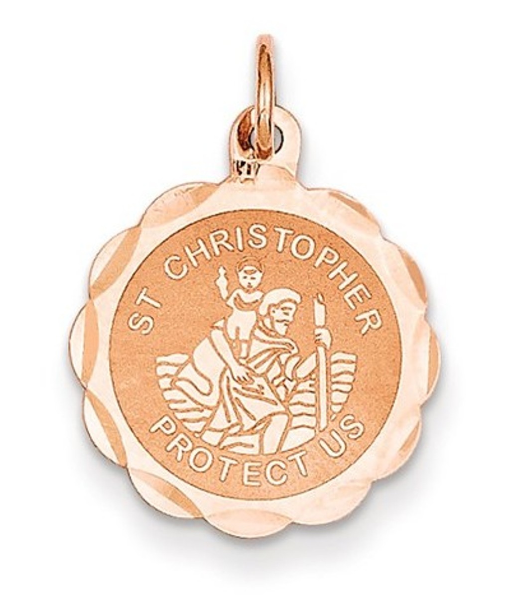 14k Rose Gold St. Christopher Medal Charm (22X16MM)