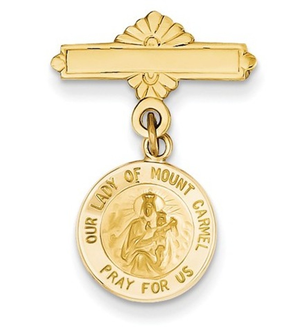 14k Our Lady of Mount Carmel Medal Pin