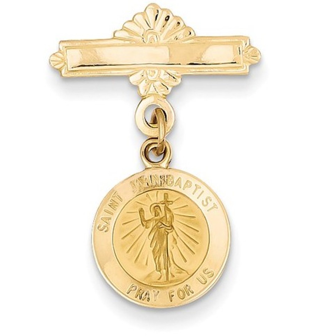 14k Saint John the Baptist Medal Pin