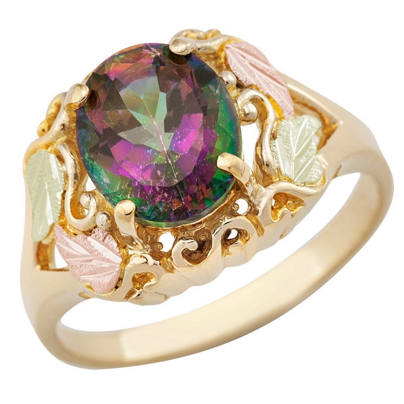 10k Gold Mystic Fire Topaz Ring. 