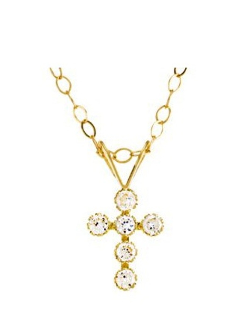 Youth Cubic Zirconia Cross Pendant Necklace, 14k Yellow Gold