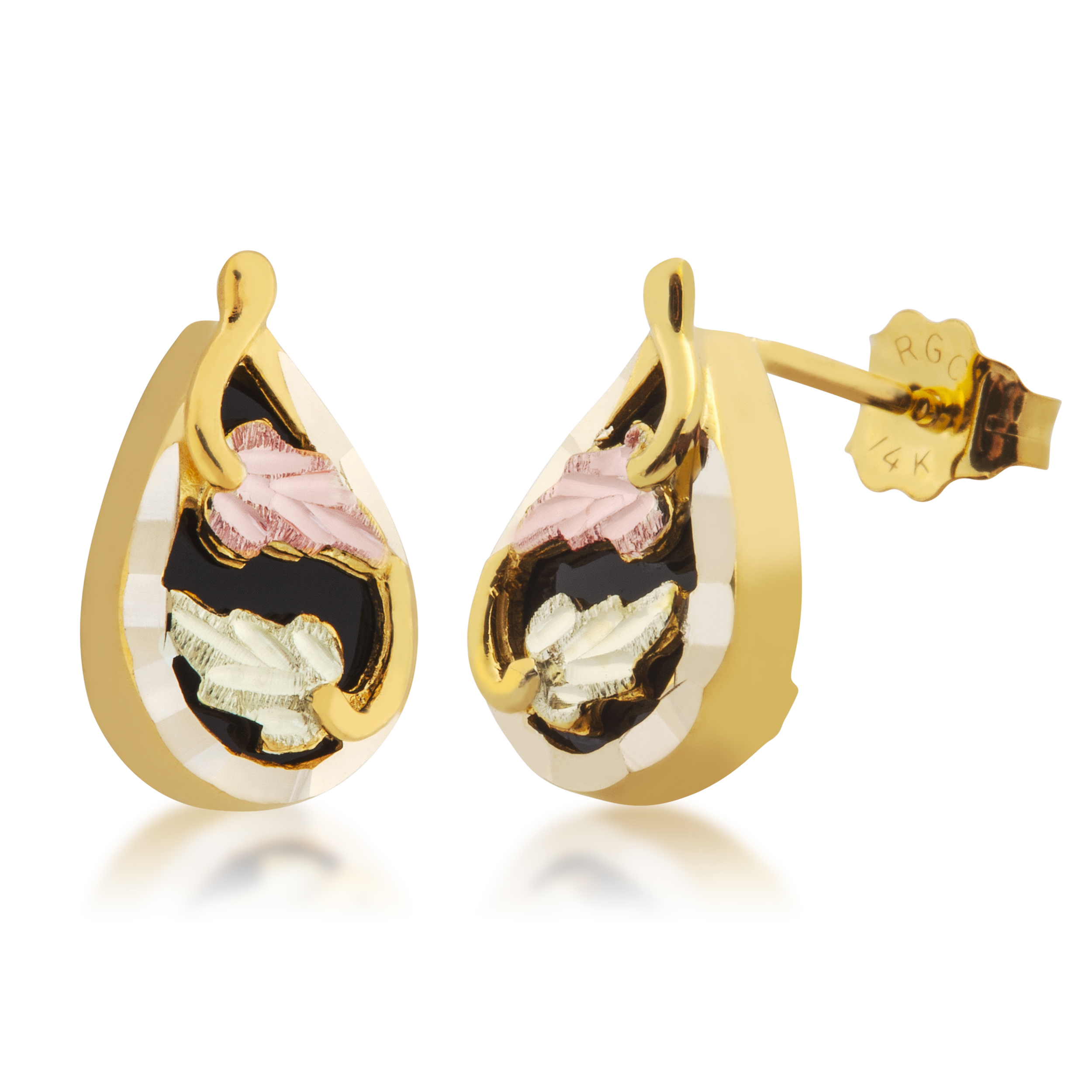 Black Hills Gold 10k Yellow Gold Earrings. 