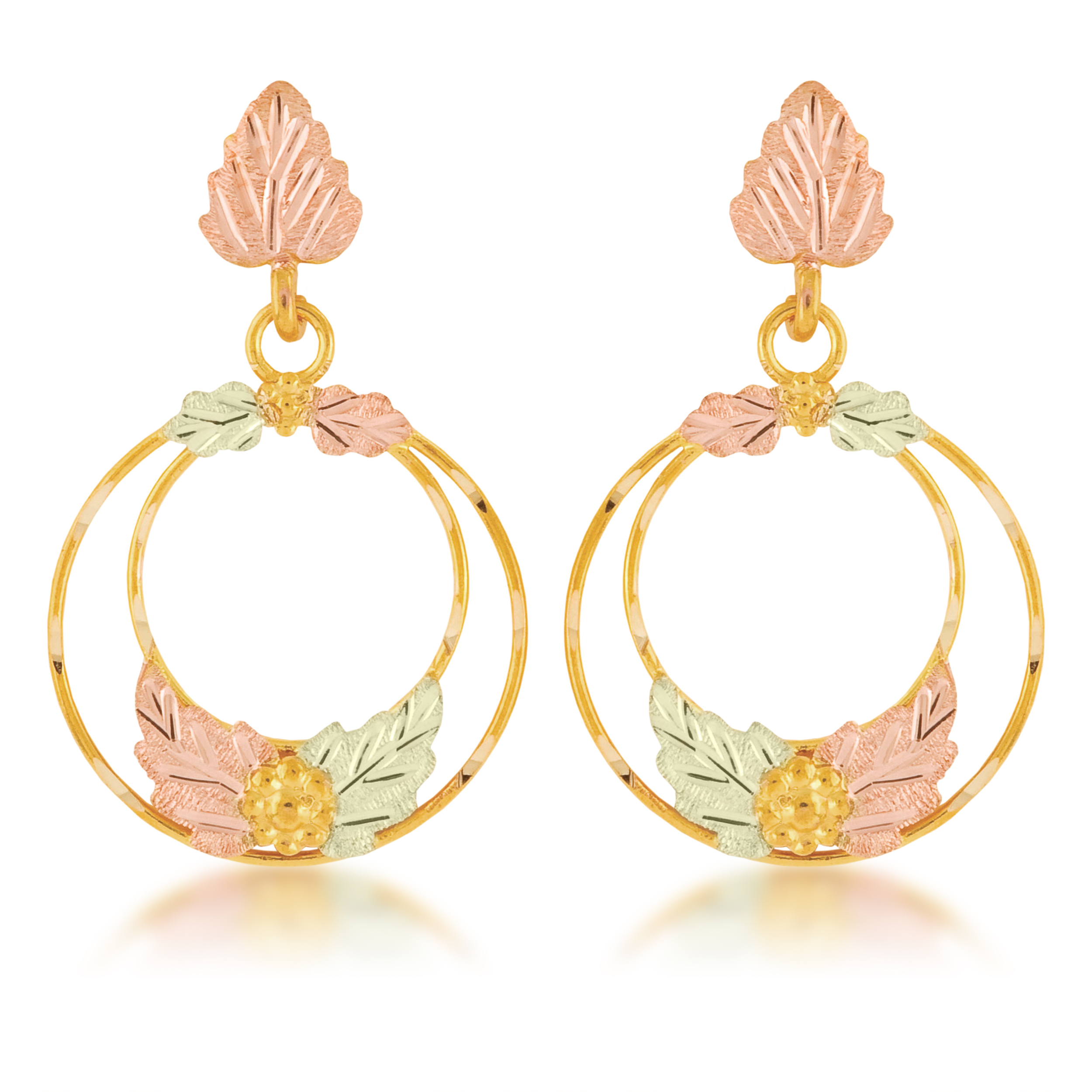 Black Hills Gold 10k Yellow Gold Earrings. 