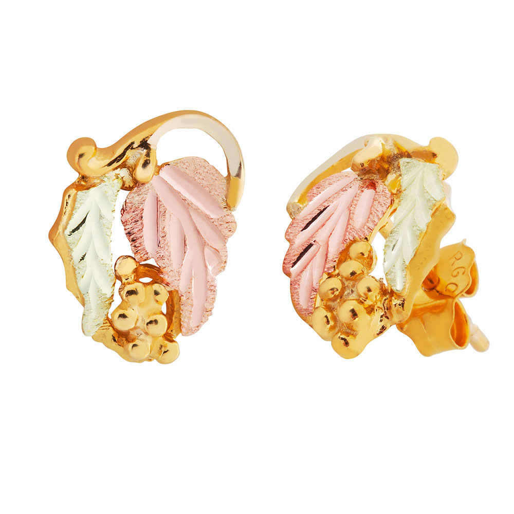 Black Hills Gold 10k Yellow Gold Earrings. 