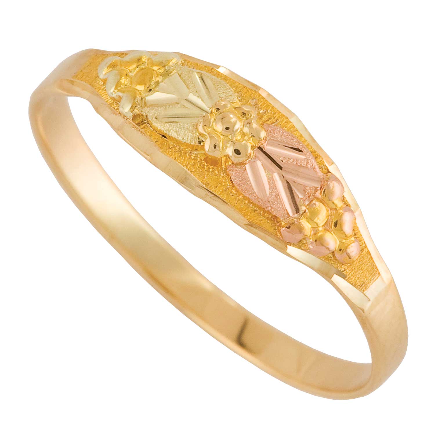 10k Yellow Gold Women's Ring with Black Hills Gold motif. 