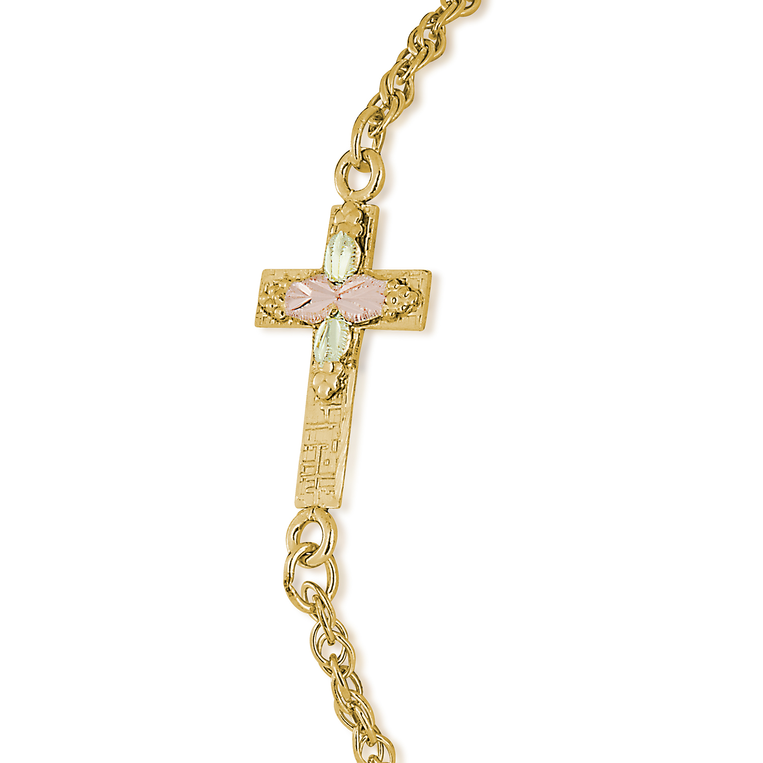 Black Hills Gold Cross Bracelet set on 10k gold. 