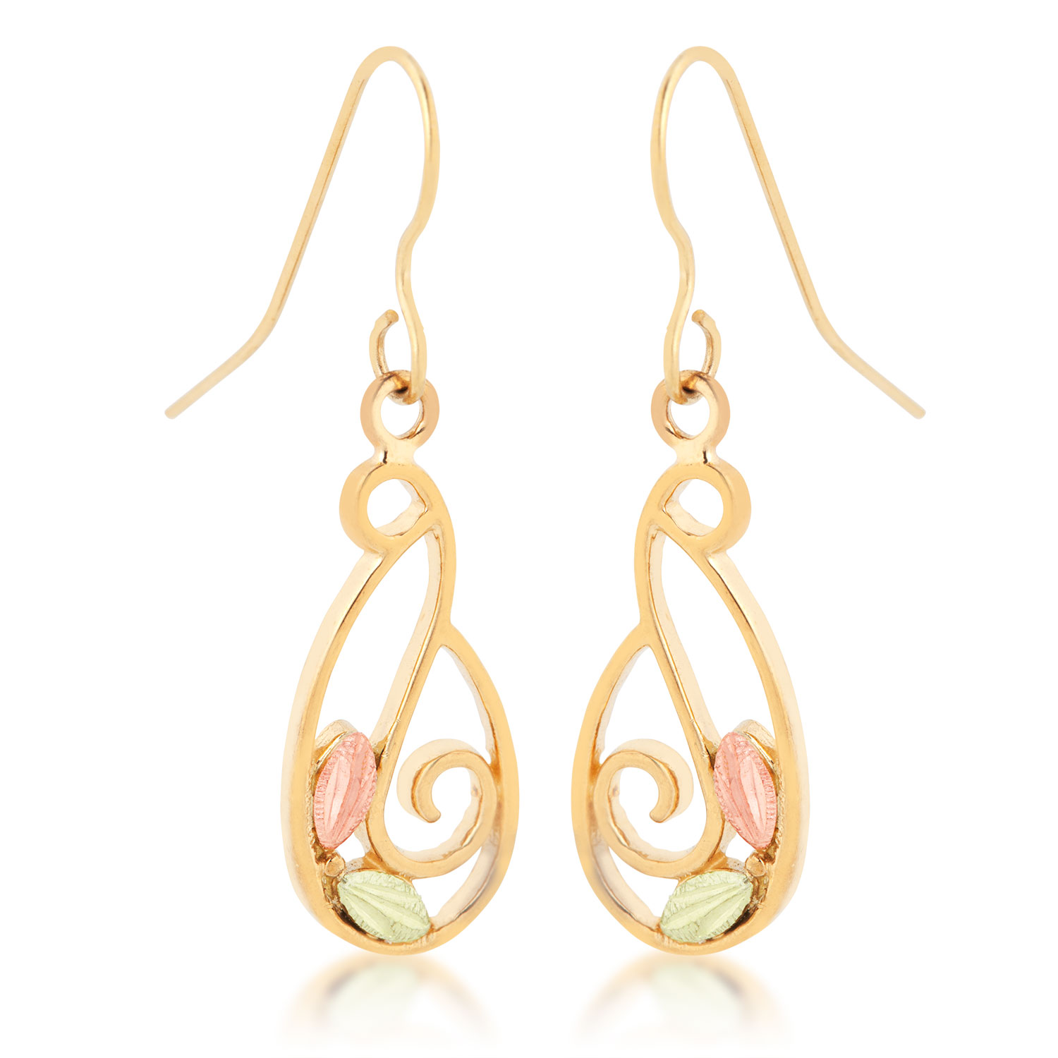 Black Hills Gold 10k Yellow Gold Earrings. 