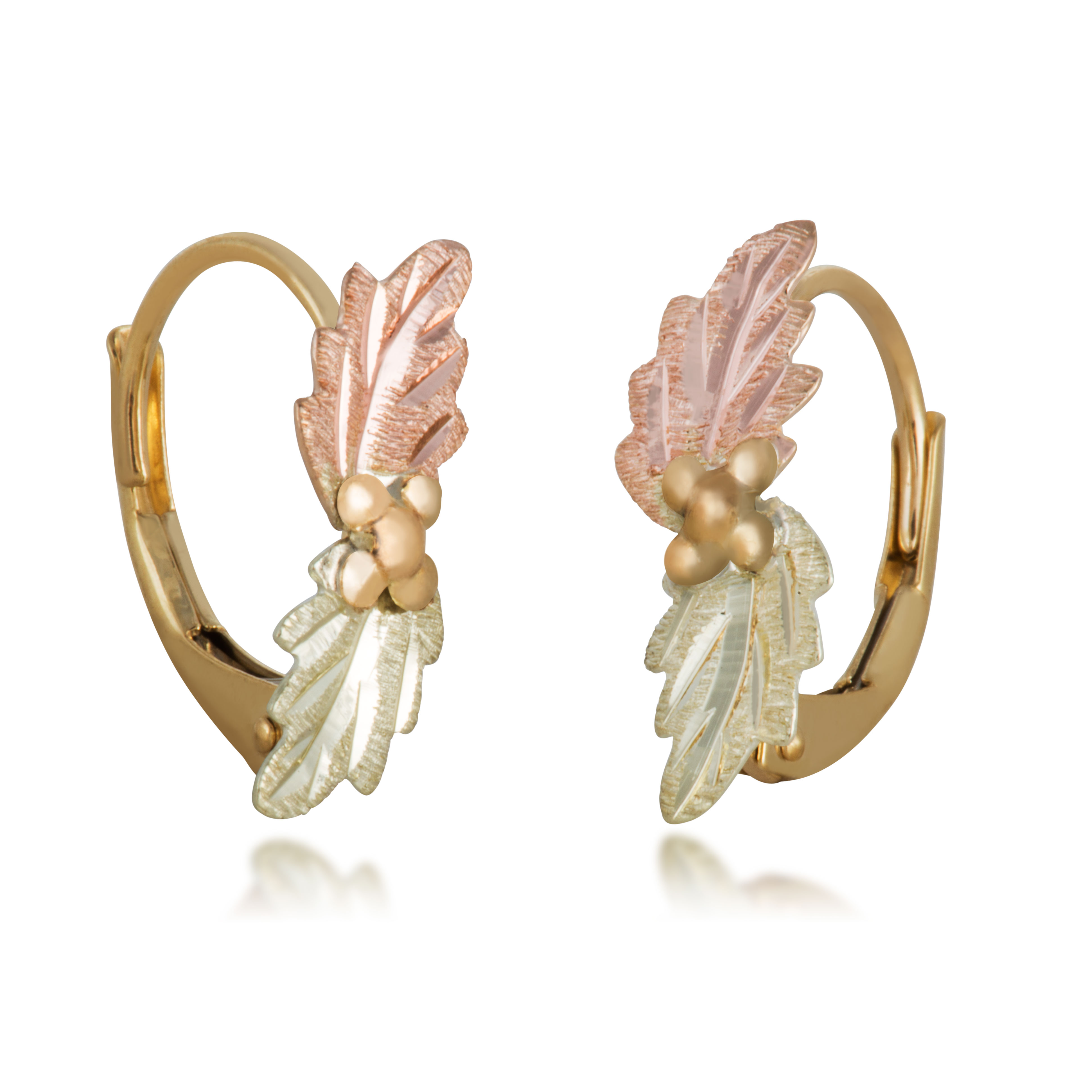 Black Hills Gold 10k Yellow Gold Earrings. 