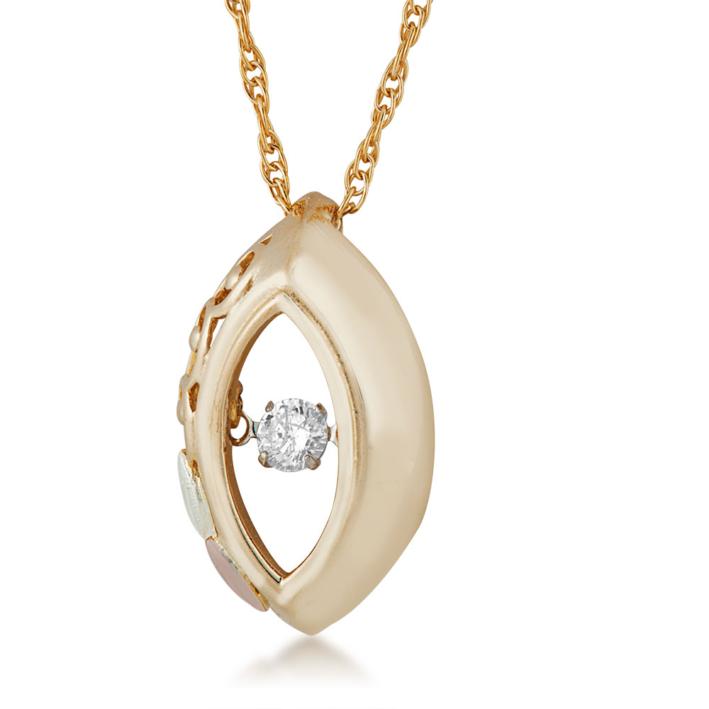 Black Hills Gold Floating Diamond Necklace with Rose Gold Pendent. 