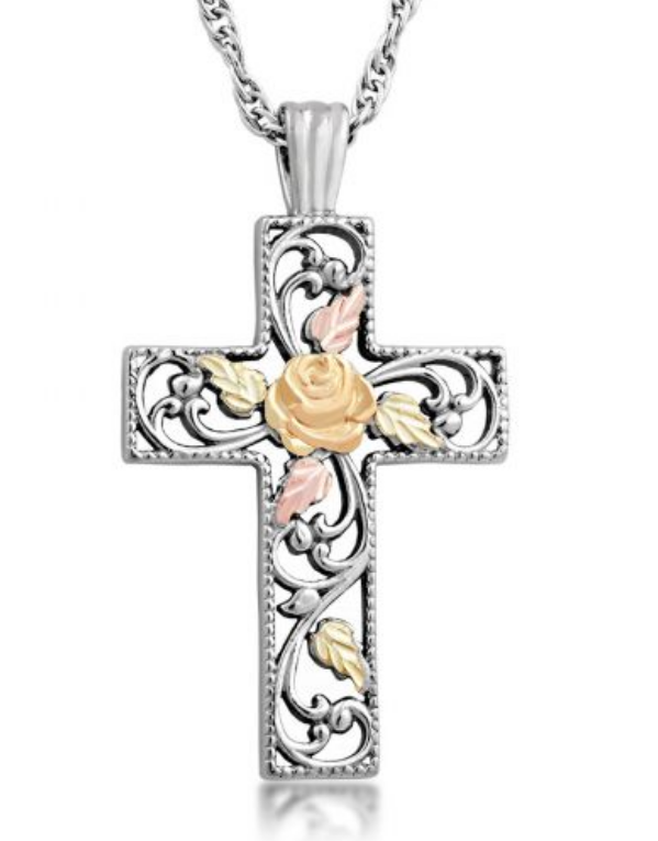 Black Hills Gold Cross in Sterling Silver. 