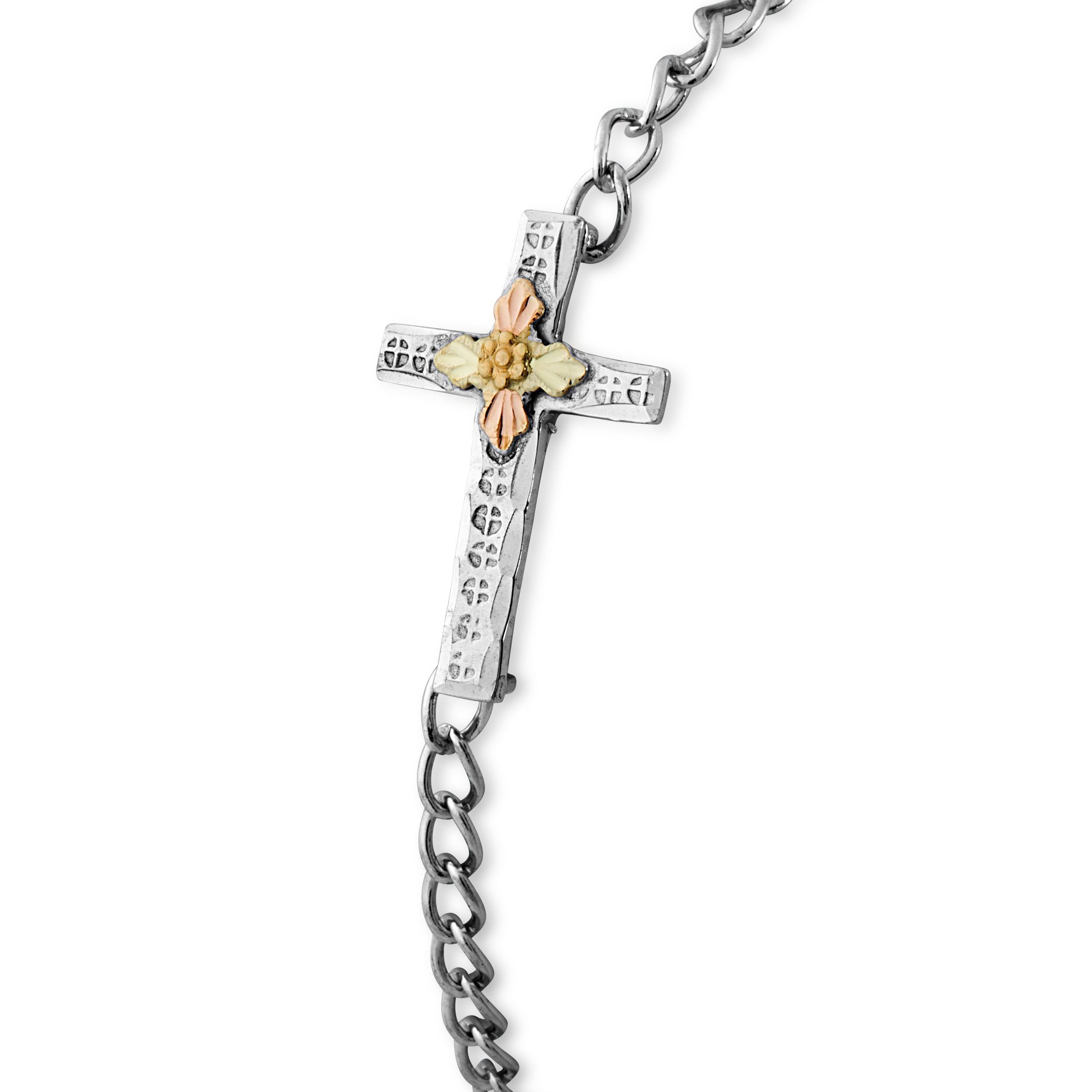 Black Hills Gold Cross Bracelet set on Sterling Silver. 