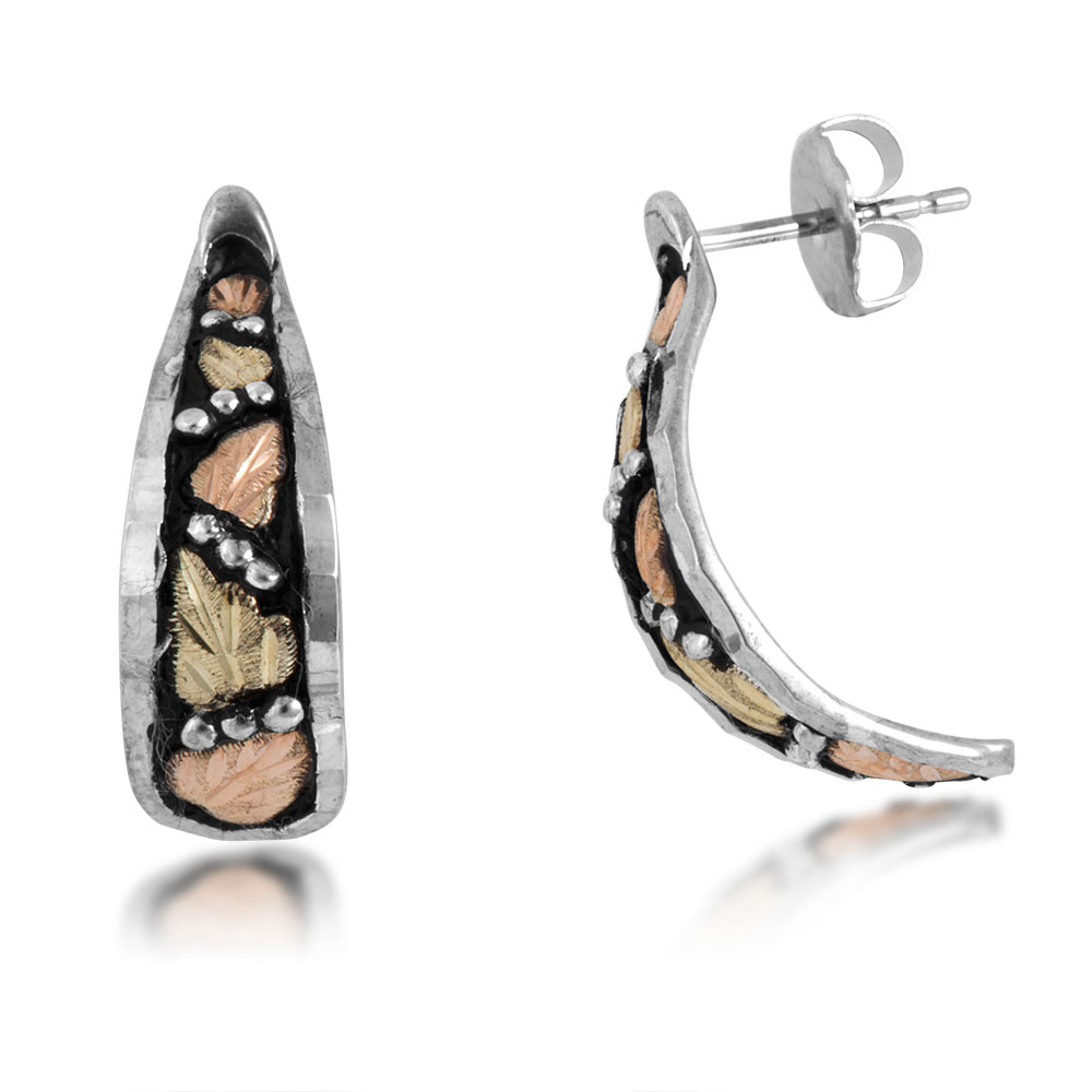 Hoop Earrings in Black Hills Gold Motif. 